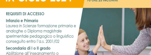 CORSO DI FORMAZIONE E PREPARAZIONE IX CICLO TFA SOSTEGNO: PREPARAZIONE ALLA PROVA PRESELETTIVA, SCRITTA ED ORALE PER L’ACCESSO AL CORSO DI SPECIALIZZAZIONE PER IL CONSEGUIMENTO DEL TITOLO DI SOSTEGNO