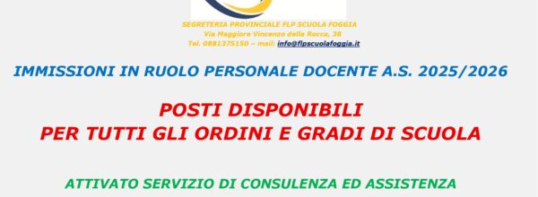 POSTI VACANTI E DISPONIBILI DOPO LA MOBILITA’ PER IL PERSONALE DOCENTE E IMMISSIONI IN RUOLO PER L’A.S. 2025/2026
