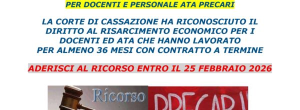 INIZIATIVA LEGALE PER PRECARI DOCENTI ED ATA CON 3 ANNI DI SERVIZIO: SCADENZA ADESIONE FISSATA AL 20 FEBBRAIO 2026