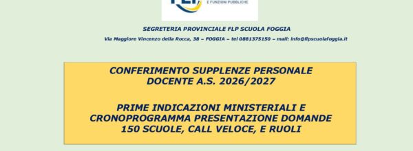 PROCEDURA CONFERIMENTO SUPPLENZE PERSONALE DOCENTE PER L’A.S. 2026/2027: IL MINISTERO FORNISCE UNA PRIMA INFORMAZIONE