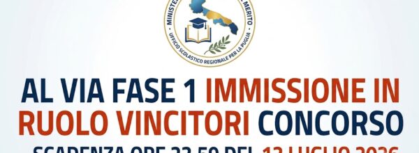 USR PUGLIA: CONVOCAZIONE PER SCELTA PROVINCIA IMMISSIONE IN RUOLO DA CONCORSO