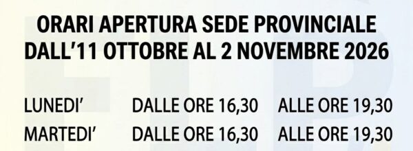 ORARI APERTURA SEDE PROVINCIALE FLP SCUOLA FOGGIA: DALL’11 OTTOBRE 2026